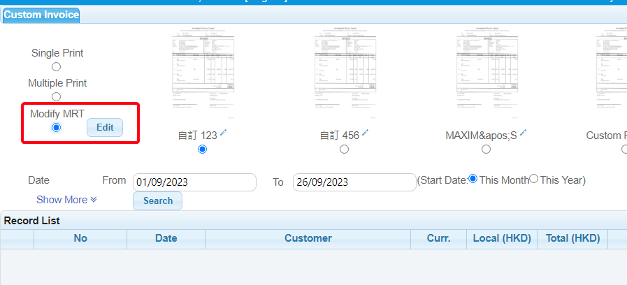 點擊 "修改模板" -> "編輯",這裡打開修改介面 點擊 "修改模板" -> "編輯",這裡打開修改介面